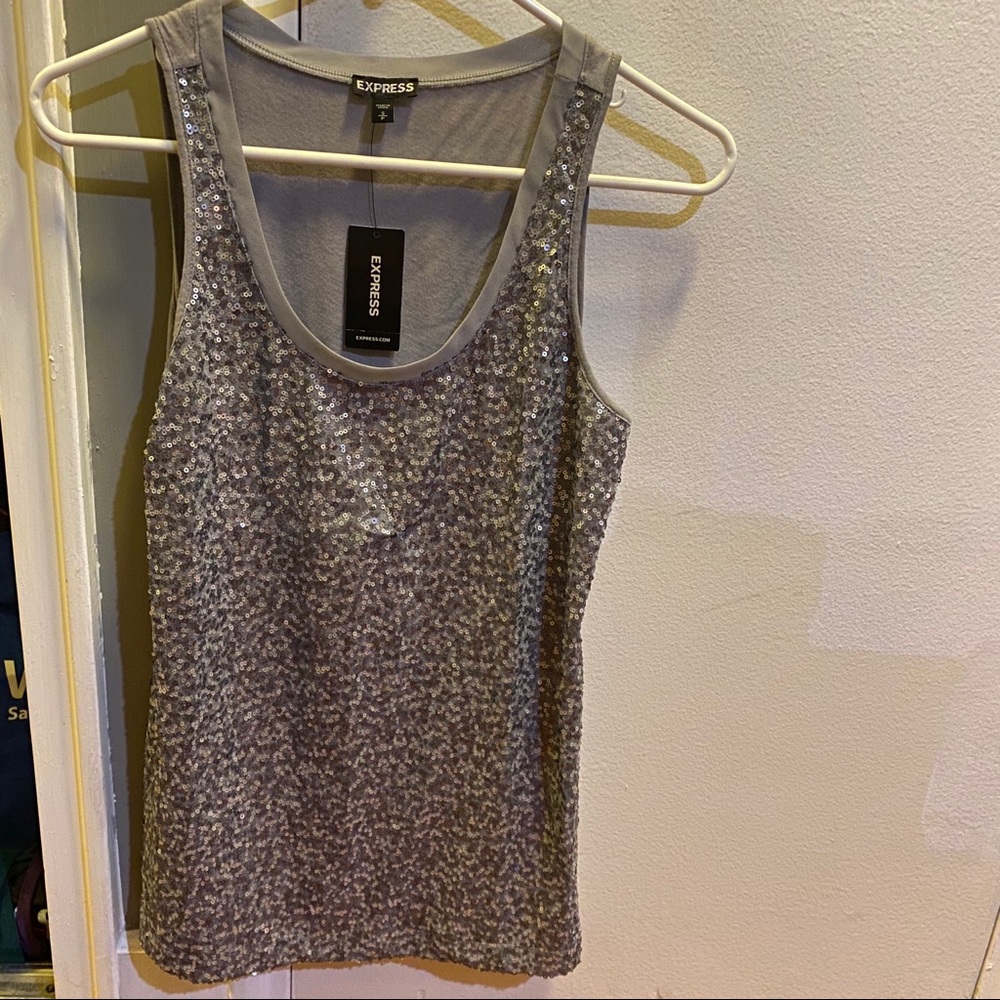 NWT Silver Sequin Tank Top